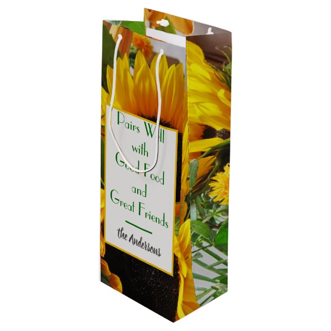 Bolsa Para Vino Nombre y presupuesto de vino Girasoles otoñales (Angulo Anverso)