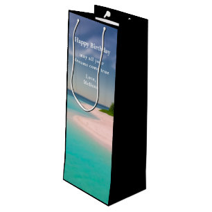 Bolsa Para Vino Océano Acuamarino Playa Tropical Escénica Cumpleañ