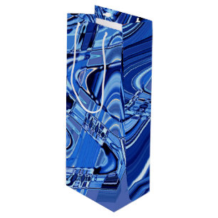 Bolsa Para Vino olas de carreteras en azul