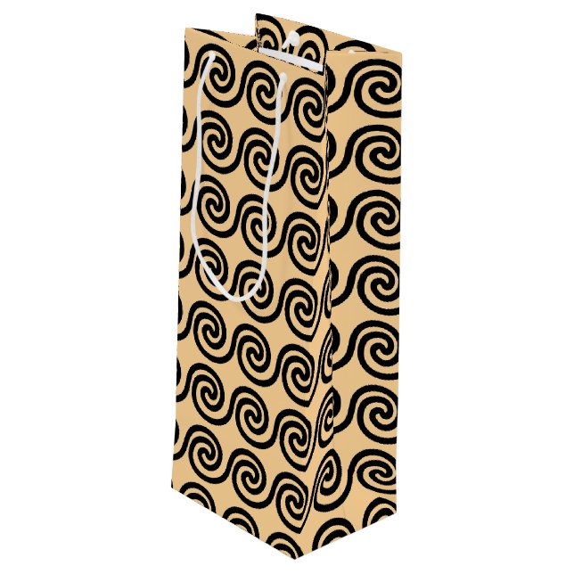 Bolsa Para Vino Olas Patrón Llave Meandro Griego Marrón (Angulo reverso)