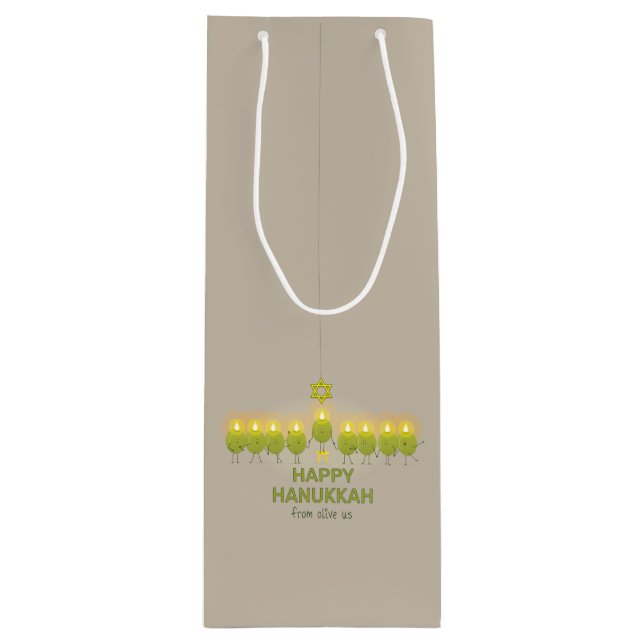 Bolsa Para Vino Olive Hanukkah Menorah (Anverso)