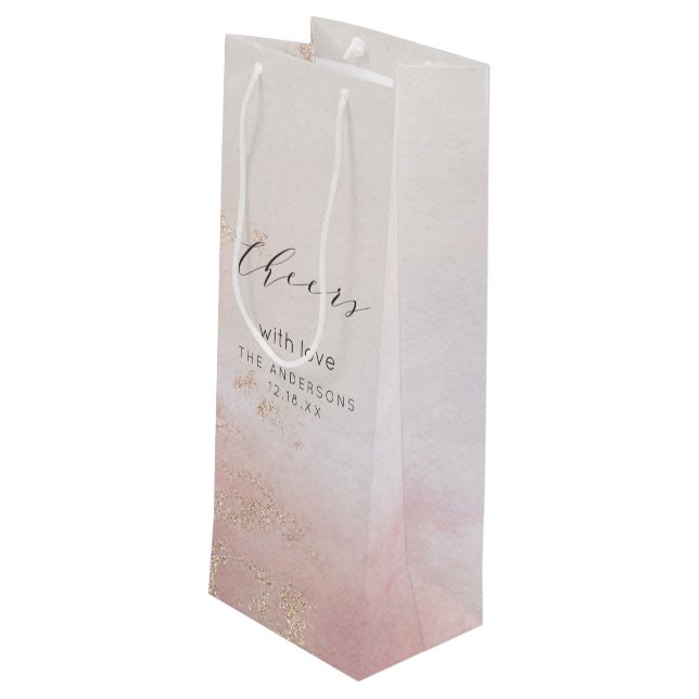 Bolsa Para Vino Ombre Rubor Rosa Frosted Felicitaciones Boda (Angulo reverso)