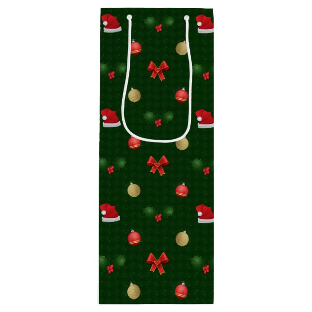 Bolsa Para Vino Ornamentos de Navidad de Gingham (Anverso)