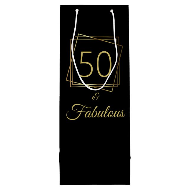 Bolsa Para Vino Oro 50 y fabuloso cumpleaños (Reverso)
