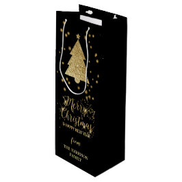 Bolsa Para Vino Oro Black Sparkings Merry Christmas Tree