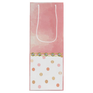 Bolsa Para Vino Oro, Rosa, Polkadot, Pastel, Girly, Dulce, Moda