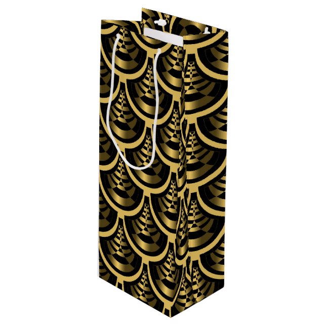 Bolsa Para Vino Oro y negro | Clásica Art Deco (Angulo Anverso)