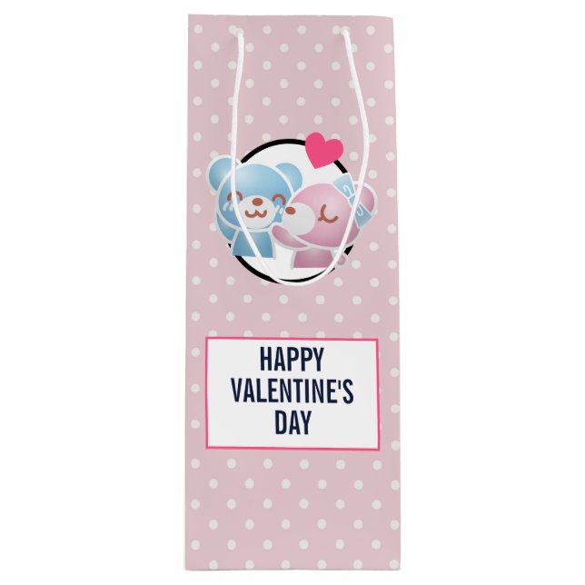 Bolsa Para Vino Osos de KIssing sobre los puntos de polka (Anverso)