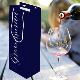 Bolsa Para Vino Padrino de Boda con Letra Estilizada Azul Marino