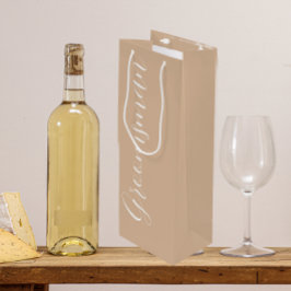 Bolsa Para Vino Padrino de Boda con Letra Estilizada Beige