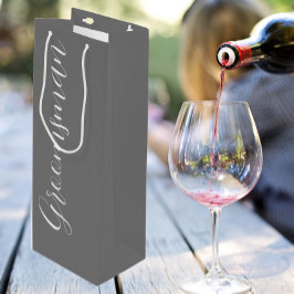 Bolsa Para Vino Padrino de Boda con Letra Estilizada Gris Oscuro