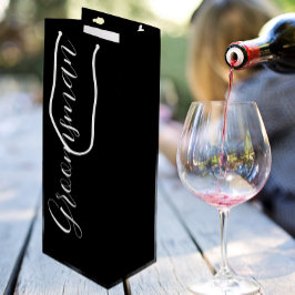 Bolsa Para Vino Padrino de Boda con Letra Estilizada Negra