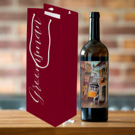 Bolsa Para Vino Padrino de Boda con Letra Estilizada Rojo Arándano