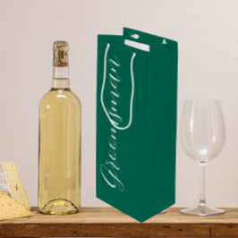 Bolsa Para Vino Padrino de Boda con Letra Estilizada Verde Esmeral