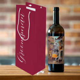 Bolsa Para Vino Padrino de Boda de Letra Estilizada Rojo Vino
