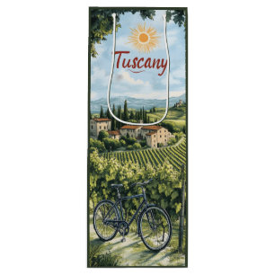 Bolsa Para Vino Paisaje toscano con viñedos y bicicleta