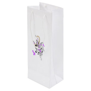 Bolsa Para Vino Paisley Floral Motif - Boho White Purple Naranja
