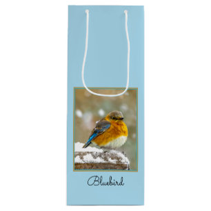 Bolsa Para Vino Pájaro azul oriental en nieve - Fotografía origina