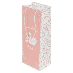 Bolsa Para Vino Pájaro de Baby Shower canino con melocotón temátic