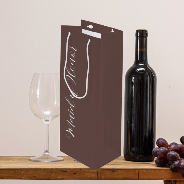 Bolsa Para Vino Palabras de honor estilizadas con escritura taúpe (In Situ)