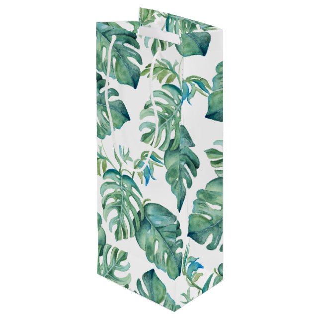 Bolsa Para Vino Palm Monstera Verde Tropical Salto Agua (Angulo reverso)