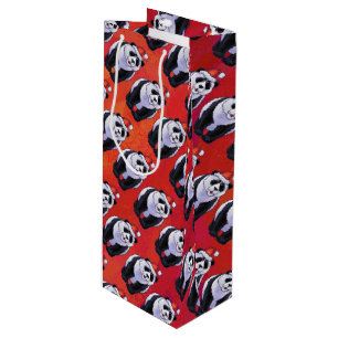 Bolsa Para Vino Panda Con Navidades En Rojo
