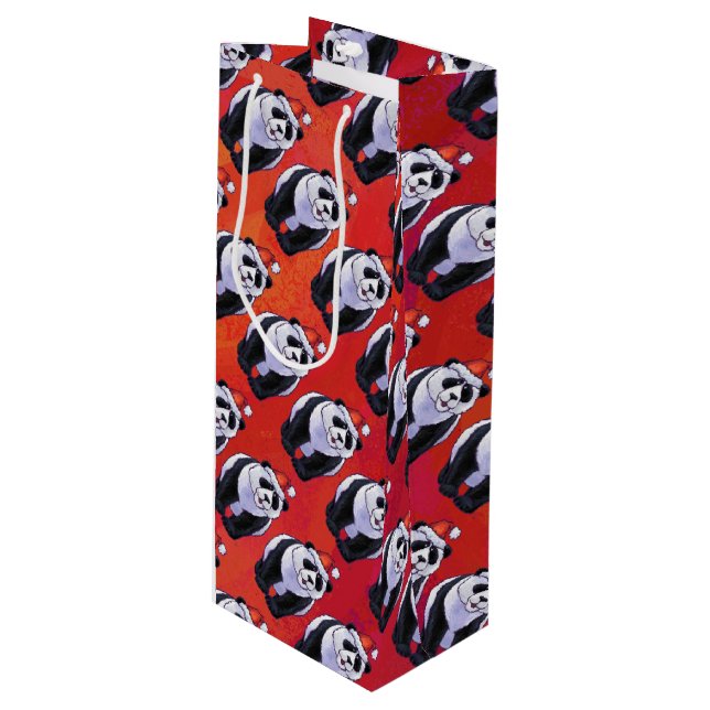 Bolsa Para Vino Panda Con Navidades En Rojo (Angulo Anverso)
