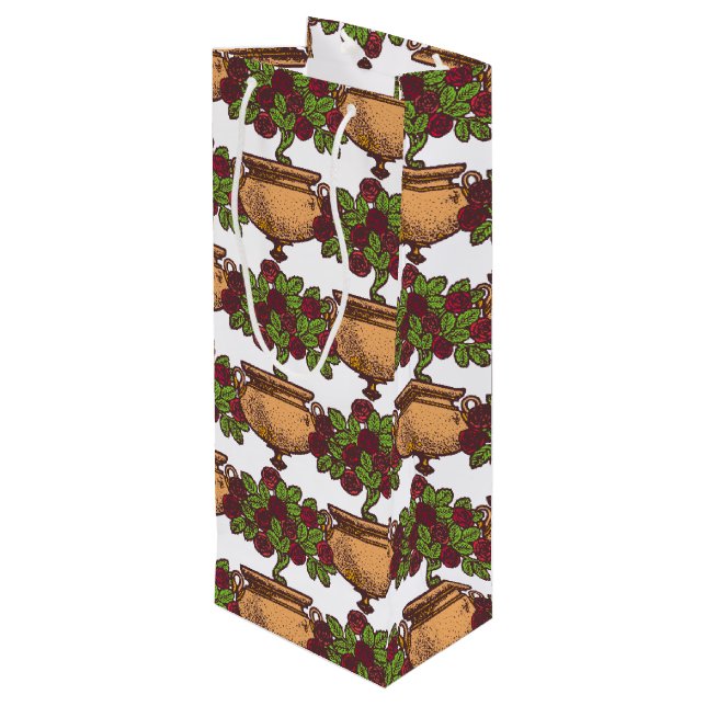 Bolsa Para Vino Papel de flores de estilo Art Nouveau rosebush (Angulo reverso)