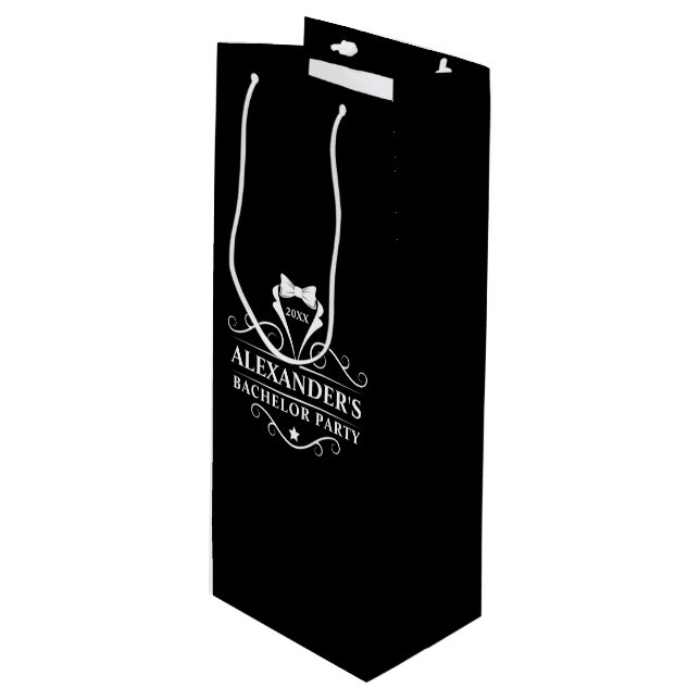 Bolsa Para Vino Partido del bachiller Tuxedo Tie Negro (Angulo Anverso)