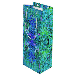 Bolsa Para Vino Patrón abstracto de follaje chartreuse y azul