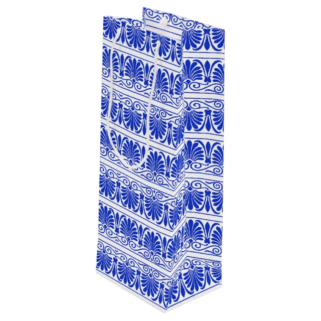 Bolsa Para Vino Patrón árabe del Mediterráneo griego Azul (Angulo reverso)