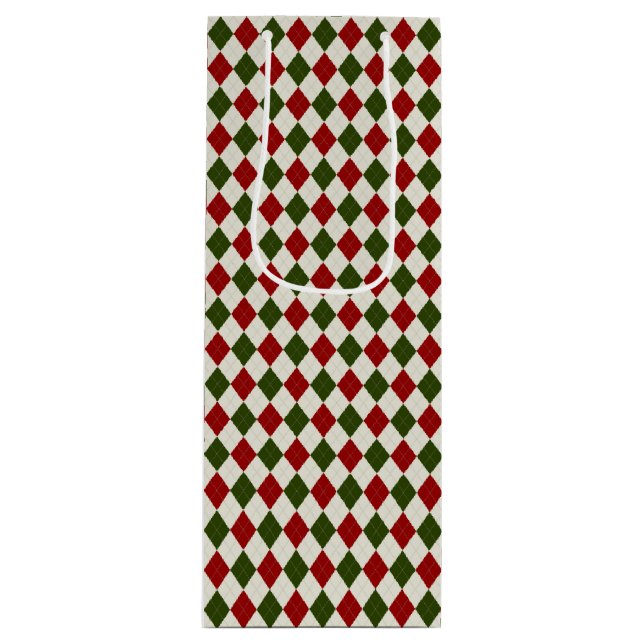 Bolsa Para Vino Patrón Argyle de Navidades clásicos (Anverso)