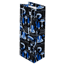 Bolsa Para Vino Patrón azul de la pesca en marcha