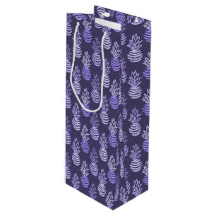 Bolsa Para Vino Patrón azul veraniego colorido de piña