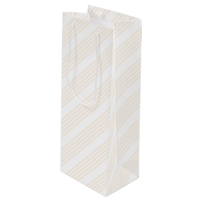 Bolsa Para Vino Patrón beige y blanco de cinco rayas (Angulo Anverso)