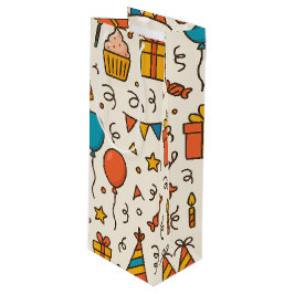 Bolsa Para Vino Patrón continuo de fiesta de cumpleaños vibrante