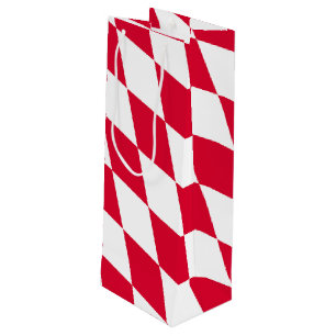 Bolsa Para Vino Patrón de bandera de diamantes de Baviera roja y b