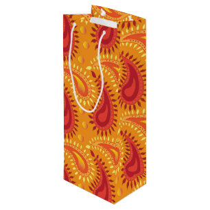 Bolsa Para Vino Patrón de cachemira persa naranja oriental