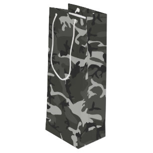 Bolsa Para Vino Patrón de camuflaje gris, patrón militar, ejército