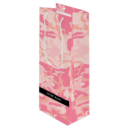 Bolsa Para Vino Patrón de camuflaje rosa, tu nombre, Personalizabl