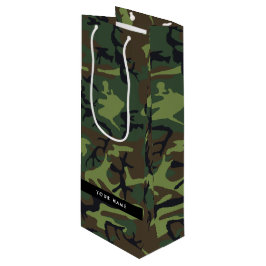 Bolsa Para Vino Patrón de camuflaje verde, nombre, personalización