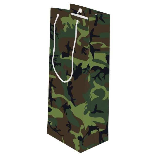 Bolsa Para Vino Patrón de camuflaje verde, patrón militar, ejércit (Angulo reverso)