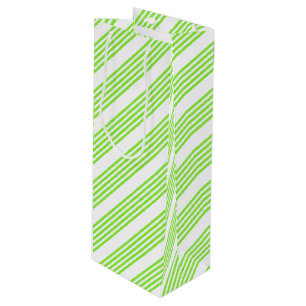 Bolsa Para Vino Patrón de cinco rayas blanco y verde limón