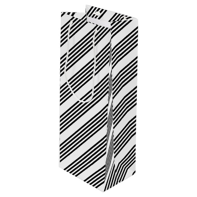 Bolsa Para Vino Patrón de cinco rayas en blanco y negro (Angulo Anverso)