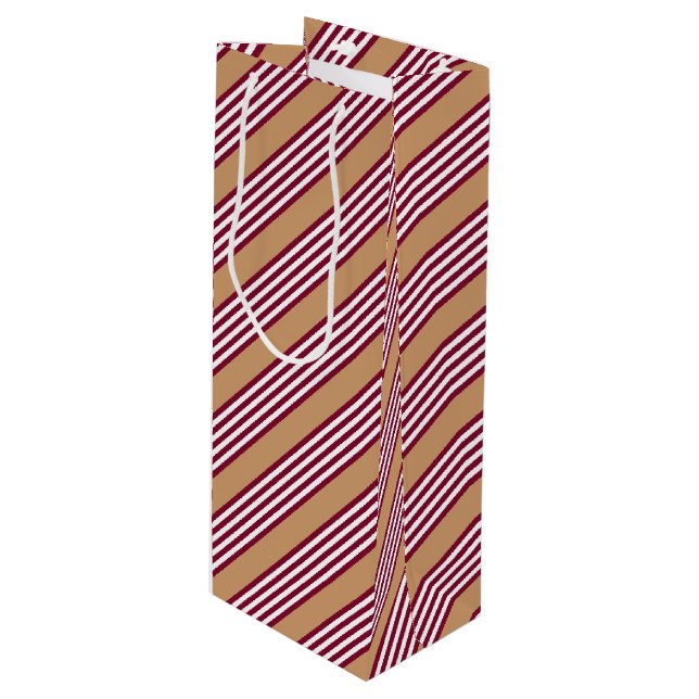 Bolsa Para Vino Patrón de cinco rayas rojo burdeos (Angulo Anverso)