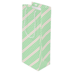 Bolsa Para Vino Patrón de cinco rayas verde y beige