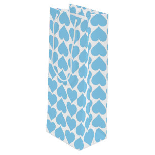 Bolsa Para Vino Patrón de Corazones Azules, Romántico, Amor