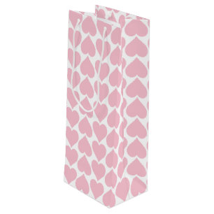 Bolsa Para Vino Patrón de Corazones Rosados, Romántico, Amor