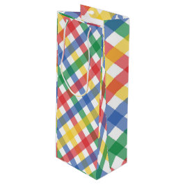 Bolsa Para Vino Patrón de Cuadrícula de Cuadros de Colores de Arco