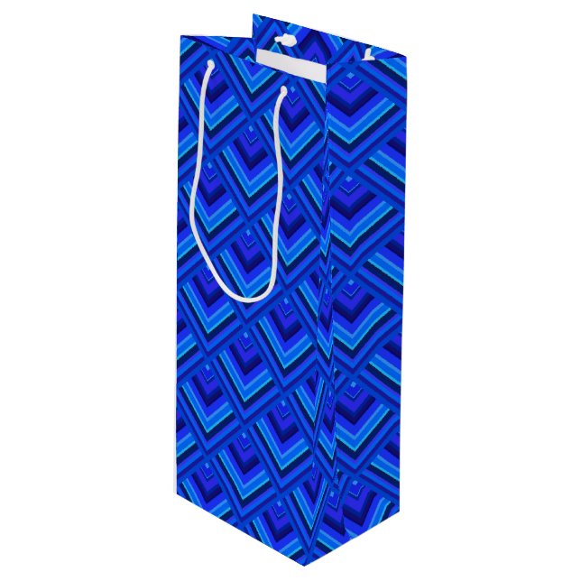 Bolsa Para Vino Patrón de escala de franjas azules (Angulo Anverso)